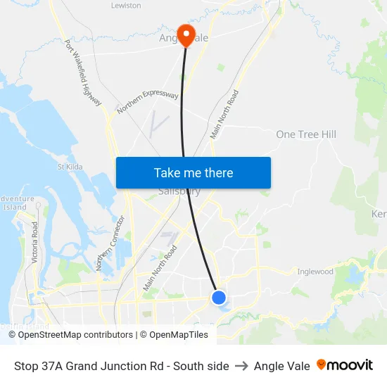 Stop 37A Grand Junction Rd - South side to Angle Vale map