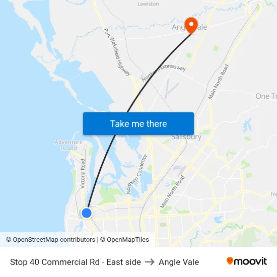 Stop 40 Commercial Rd - East side to Angle Vale map