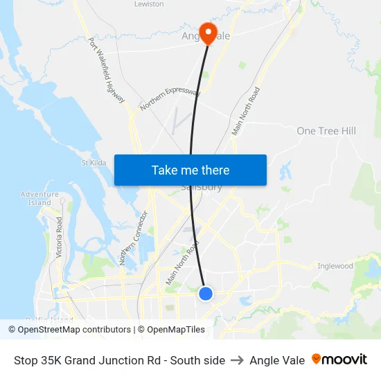 Stop 35K Grand Junction Rd - South side to Angle Vale map