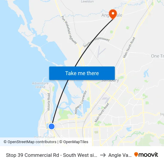 Stop 39 Commercial Rd - South West side to Angle Vale map
