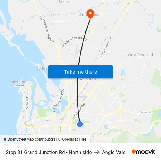 Stop 31 Grand Junction Rd - North side to Angle Vale map