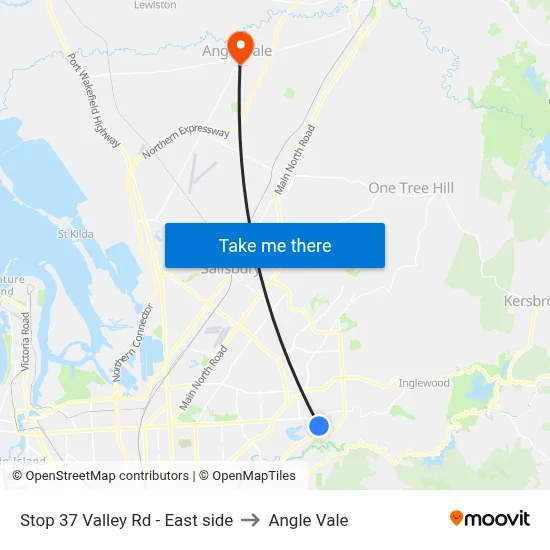 Stop 37 Valley Rd - East side to Angle Vale map