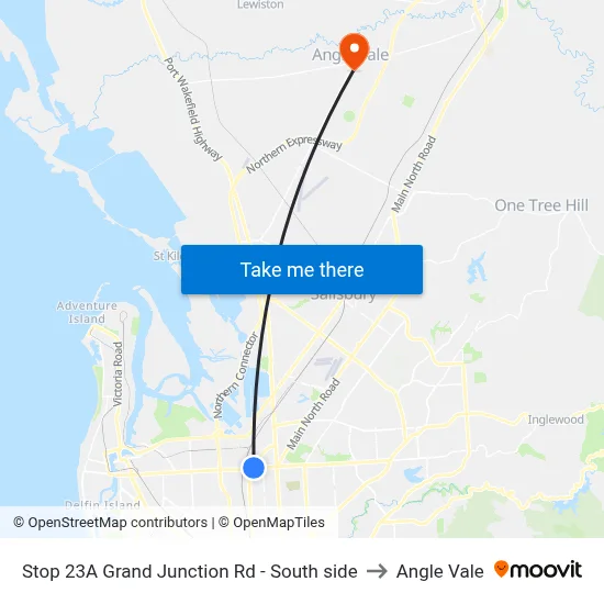 Stop 23A Grand Junction Rd - South side to Angle Vale map