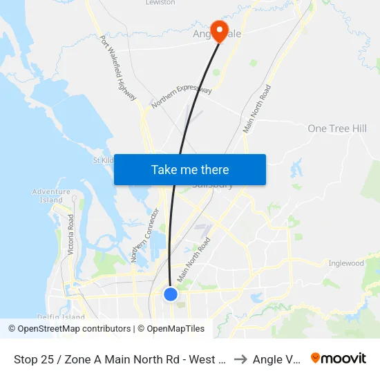 Stop 25 / Zone A Main North Rd - West side to Angle Vale map