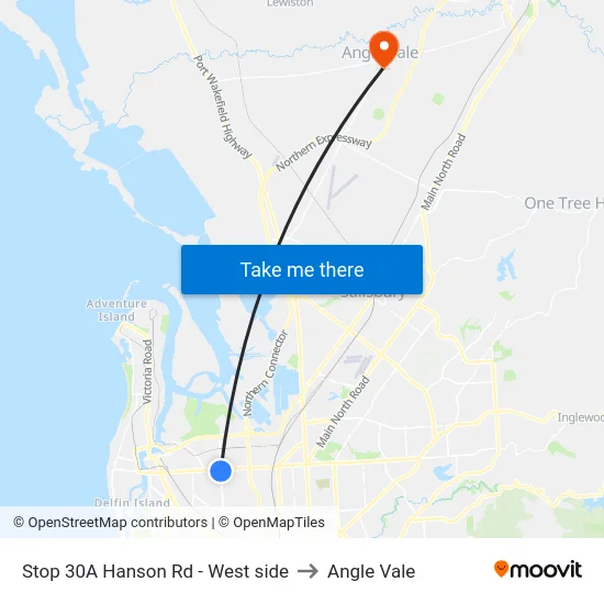 Stop 30A Hanson Rd - West side to Angle Vale map