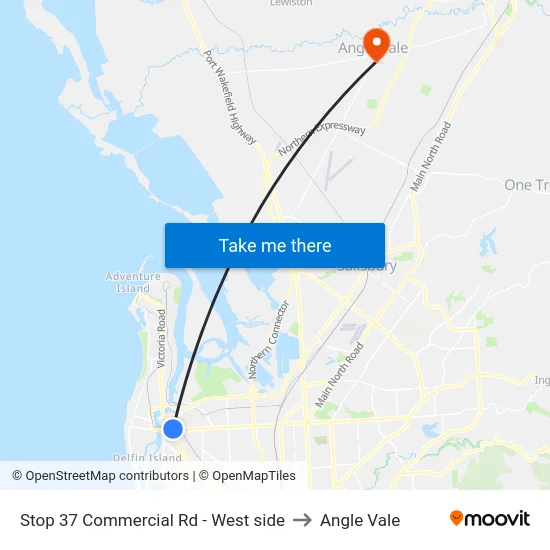 Stop 37 Commercial Rd - West side to Angle Vale map