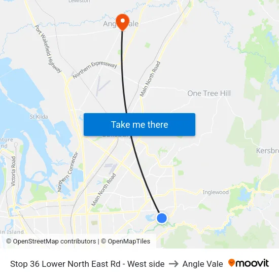 Stop 36 Lower North East Rd - West side to Angle Vale map