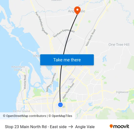 Stop 23 Main North Rd - East side to Angle Vale map