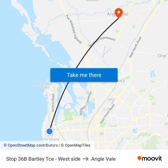 Stop 36B Bartley Tce - West side to Angle Vale map