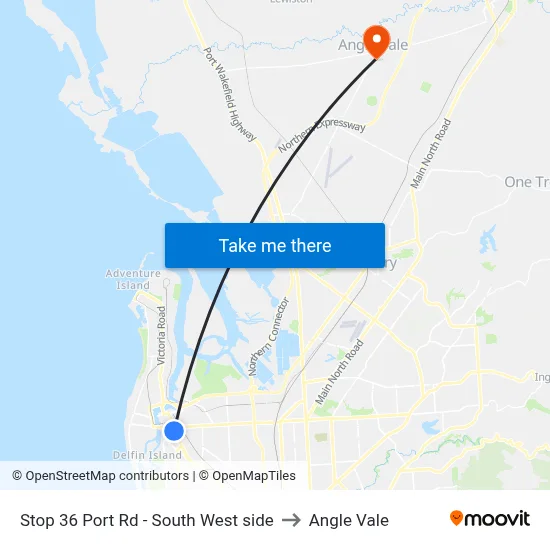 Stop 36 Port Rd - South West side to Angle Vale map