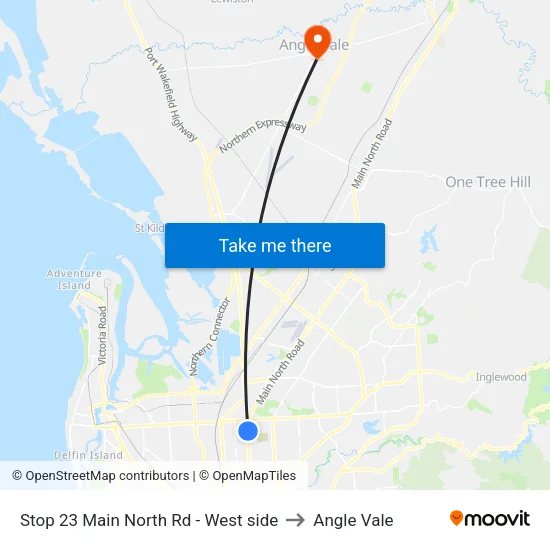 Stop 23 Main North Rd - West side to Angle Vale map