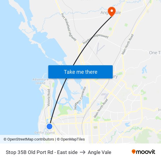 Stop 35B Old Port Rd - East side to Angle Vale map