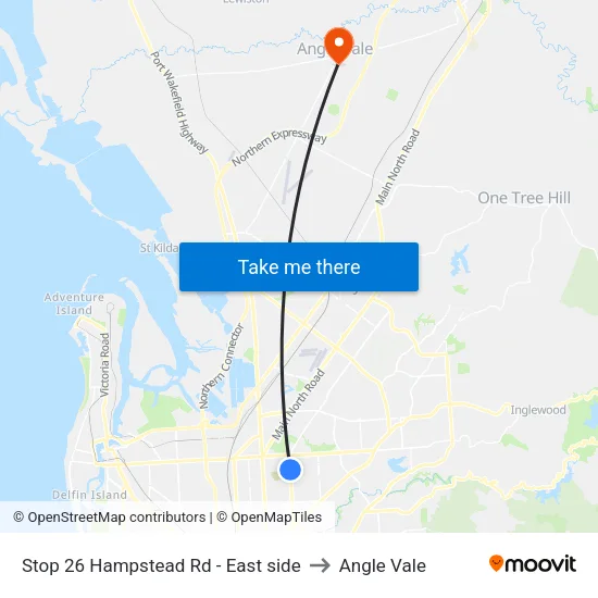 Stop 26 Hampstead Rd - East side to Angle Vale map