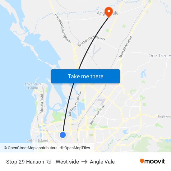 Stop 29 Hanson Rd - West side to Angle Vale map