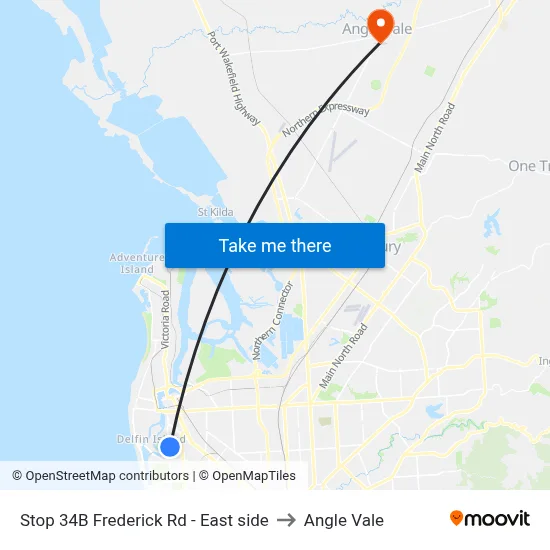 Stop 34B Frederick Rd - East side to Angle Vale map