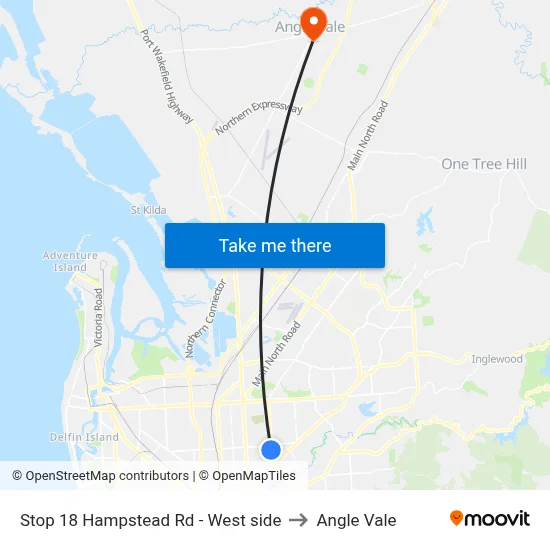 Stop 18 Hampstead Rd - West side to Angle Vale map