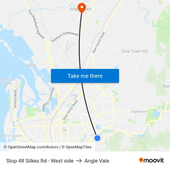Stop 48 Silkes Rd - West side to Angle Vale map