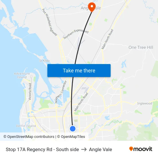Stop 17A Regency Rd - South side to Angle Vale map