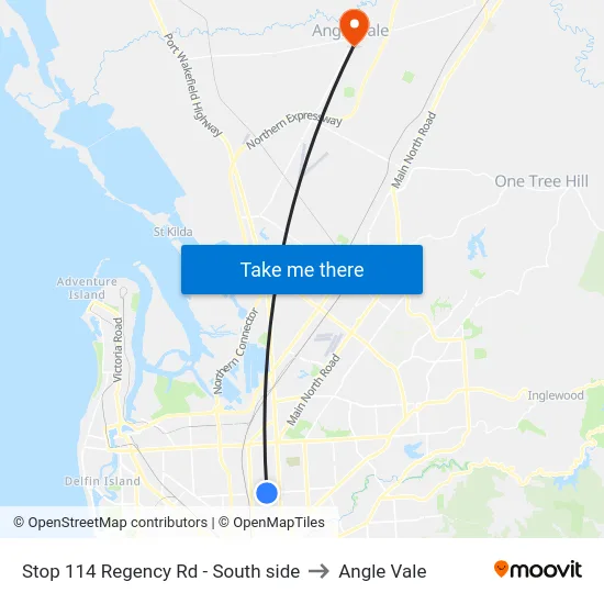 Stop 114 Regency Rd - South side to Angle Vale map