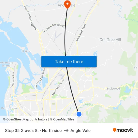 Stop 35 Graves St - North side to Angle Vale map