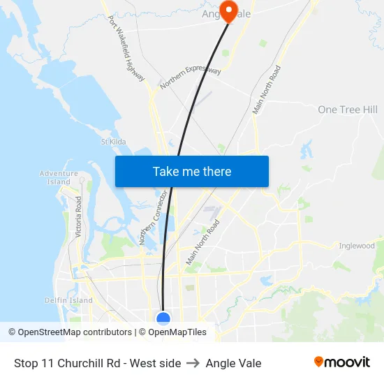 Stop 11 Churchill Rd - West side to Angle Vale map