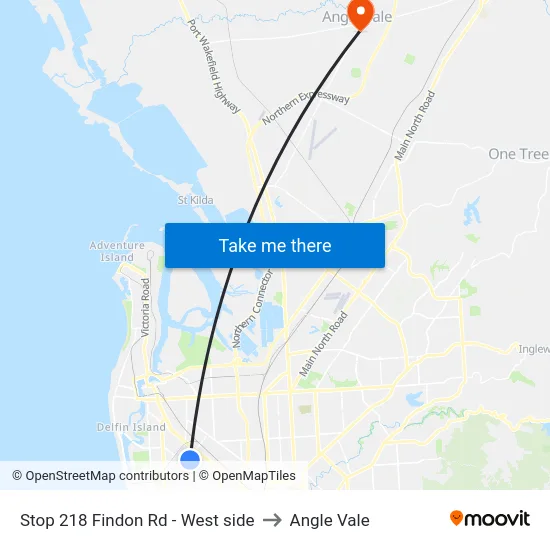 Stop 218 Findon Rd - West side to Angle Vale map
