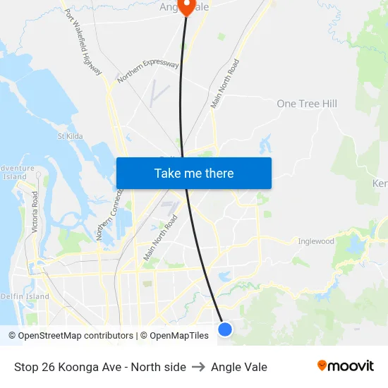 Stop 26 Koonga Ave - North side to Angle Vale map