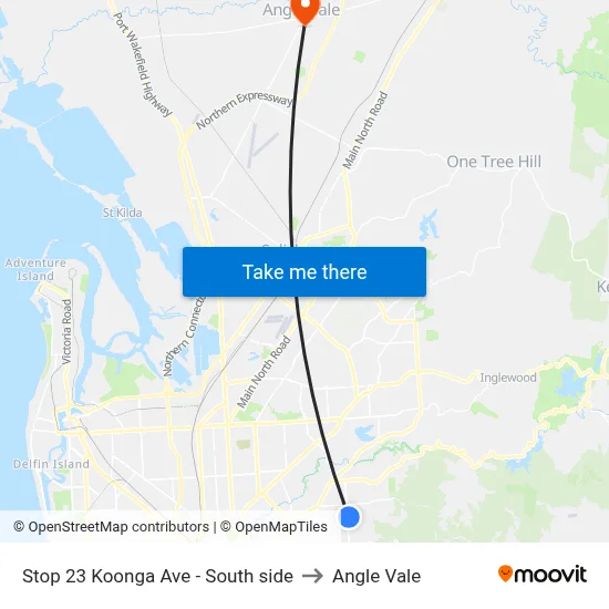 Stop 23 Koonga Ave - South side to Angle Vale map