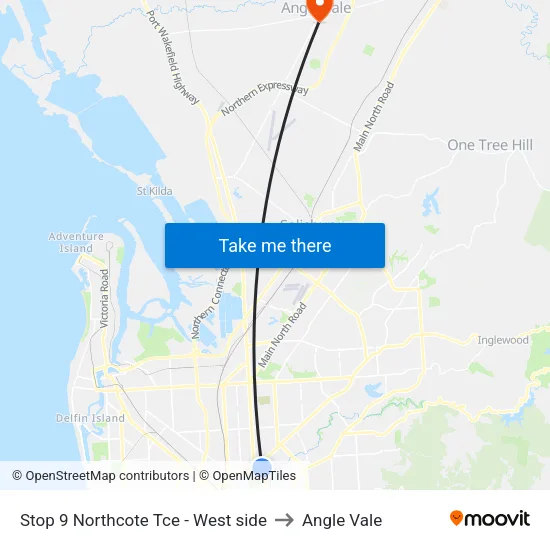 Stop 9 Northcote Tce - West side to Angle Vale map