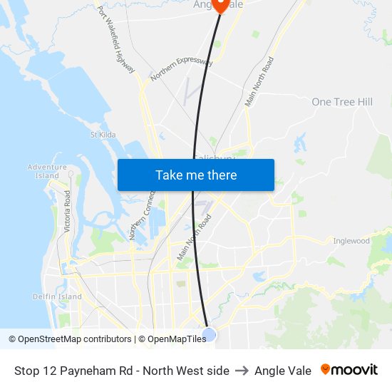 Stop 12 Payneham Rd - North West side to Angle Vale map