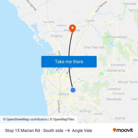 Stop 15 Marian Rd - South side to Angle Vale map