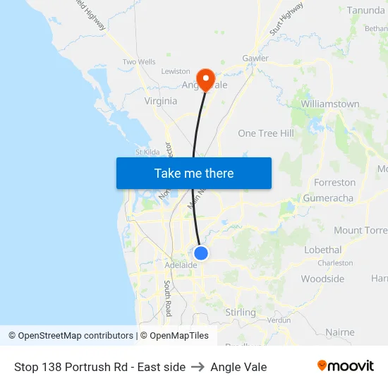 Stop 138 Portrush Rd - East side to Angle Vale map