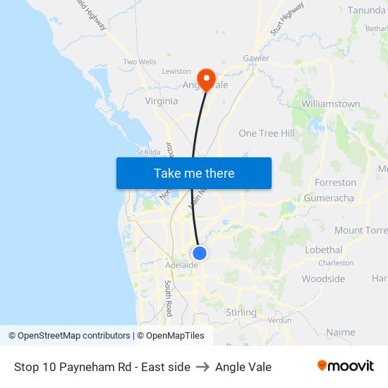 Stop 10 Payneham Rd - East side to Angle Vale map