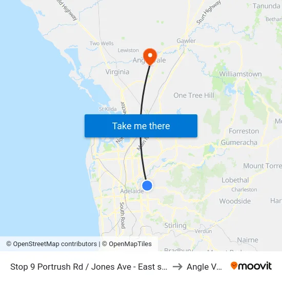 Stop 9 Portrush Rd / Jones Ave - East side to Angle Vale map