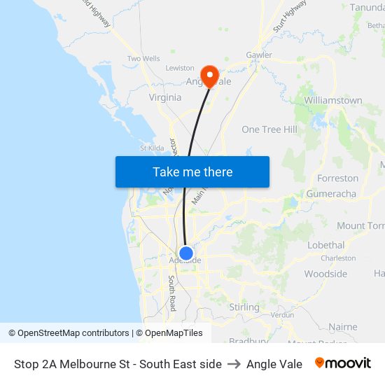 Stop 2A Melbourne St - South East side to Angle Vale map
