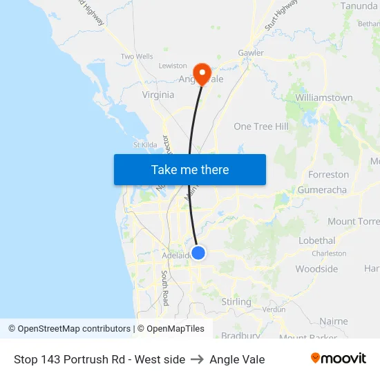 Stop 143 Portrush Rd - West side to Angle Vale map