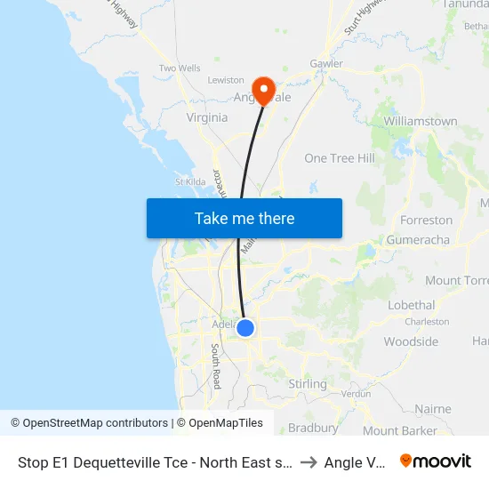 Stop E1 Dequetteville Tce - North East side to Angle Vale map