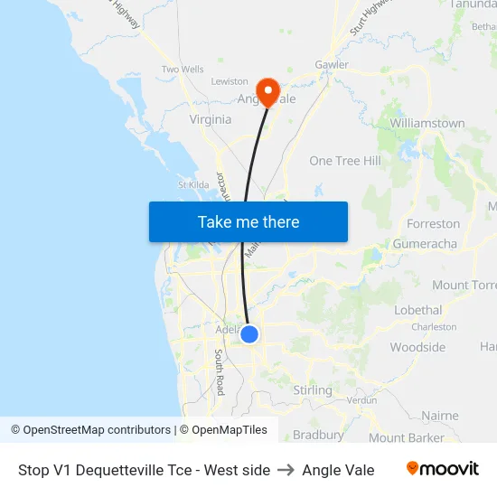 Stop V1 Dequetteville Tce - West side to Angle Vale map
