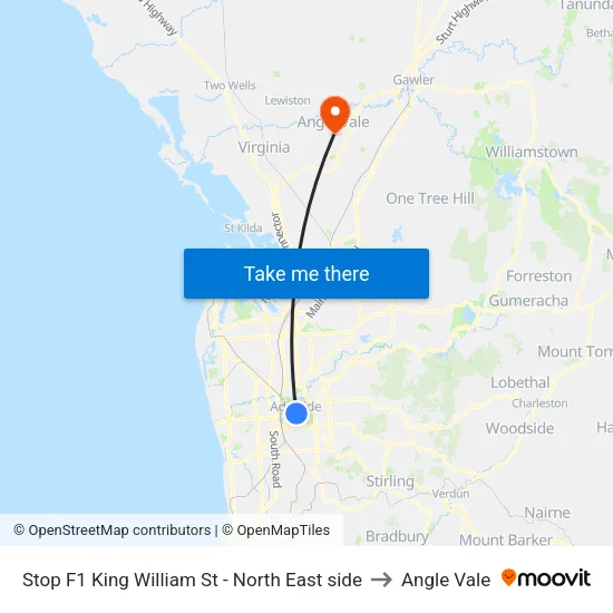 Stop F1 King William St - North East side to Angle Vale map