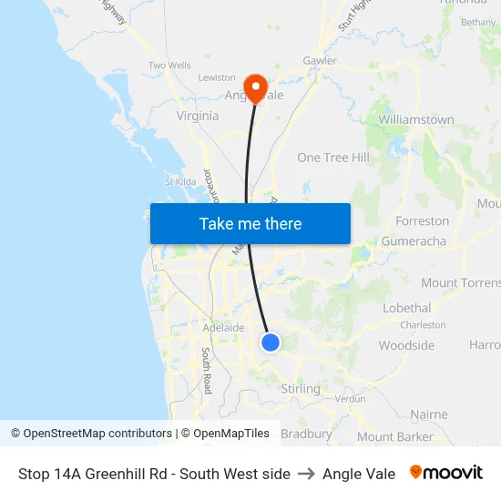 Stop 14A Greenhill Rd - South West side to Angle Vale map