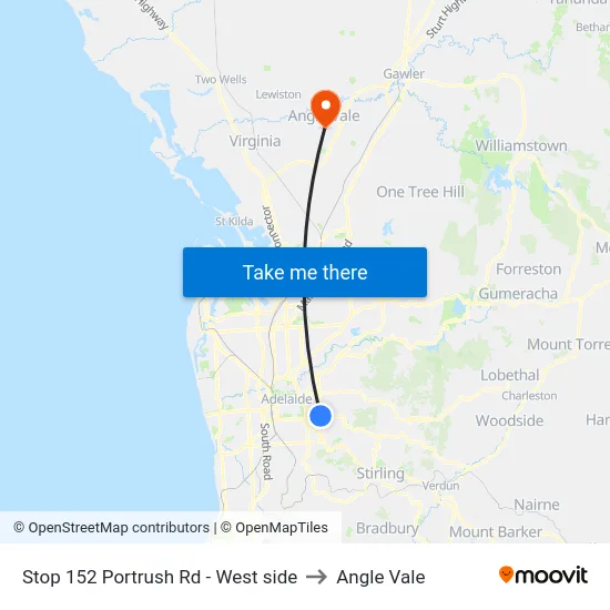 Stop 152 Portrush Rd - West side to Angle Vale map