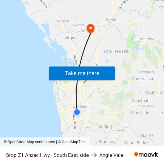 Stop Z1 Anzac Hwy - South East side to Angle Vale map