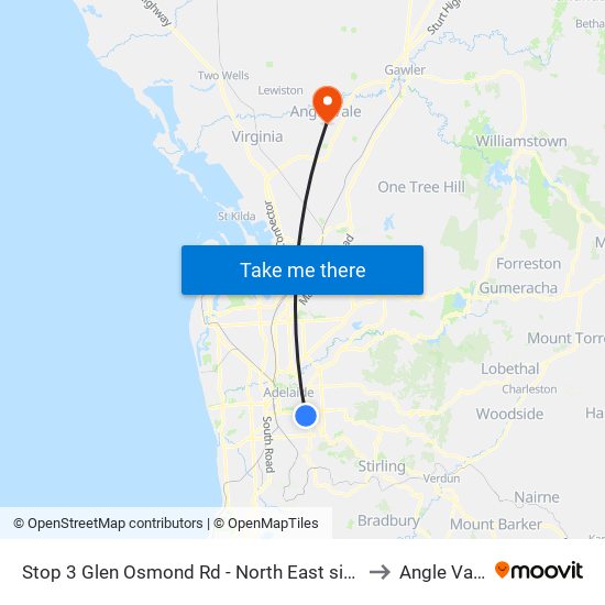 Stop 3 Glen Osmond Rd - North East side to Angle Vale map