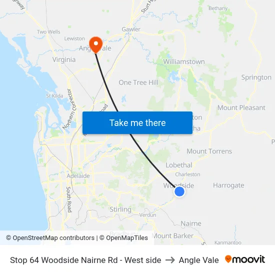 Stop 64 Woodside Nairne Rd - West side to Angle Vale map