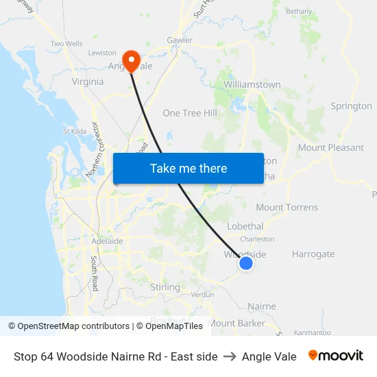 Stop 64 Woodside Nairne Rd - East side to Angle Vale map