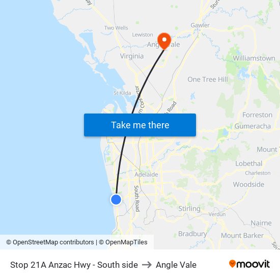 Stop 21A Anzac Hwy - South side to Angle Vale map