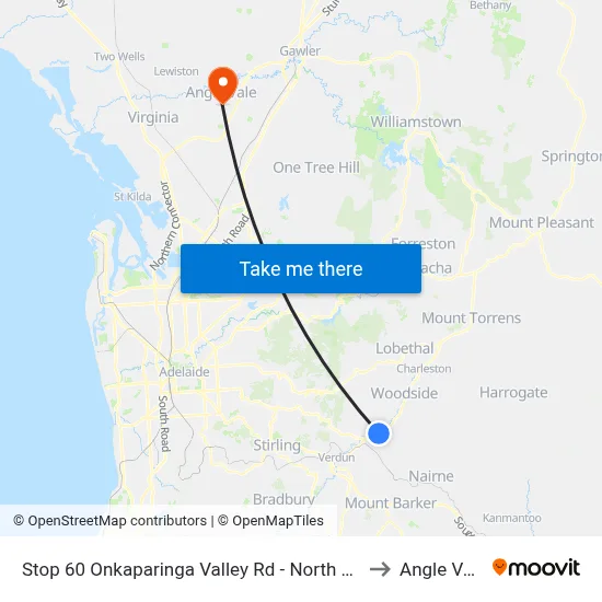 Stop 60 Onkaparinga Valley Rd - North side to Angle Vale map