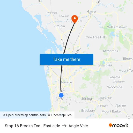 Stop 16 Brooks Tce - East side to Angle Vale map