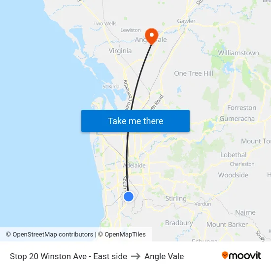 Stop 20 Winston Ave - East side to Angle Vale map