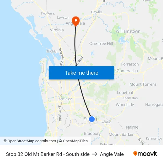 Stop 32 Old Mt Barker Rd - South side to Angle Vale map